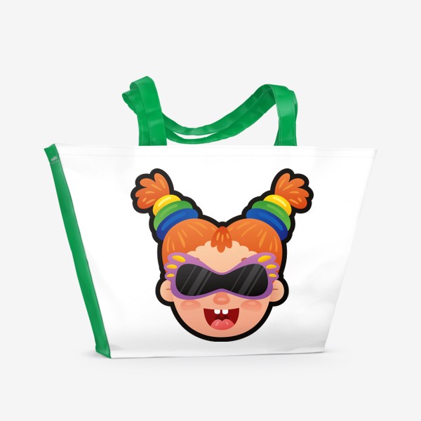 Пляжная сумка «Мультяшная девочка в очках диско»
