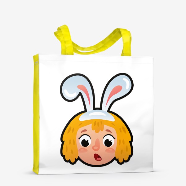 Сумка-шоппер «Мультяшная девочка с ушкаи кролика»