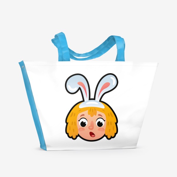 Пляжная сумка «Мультяшная девочка с ушкаи кролика»