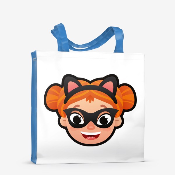 Сумка-шоппер «Мультяшная рыжая девочка в маске кошки»