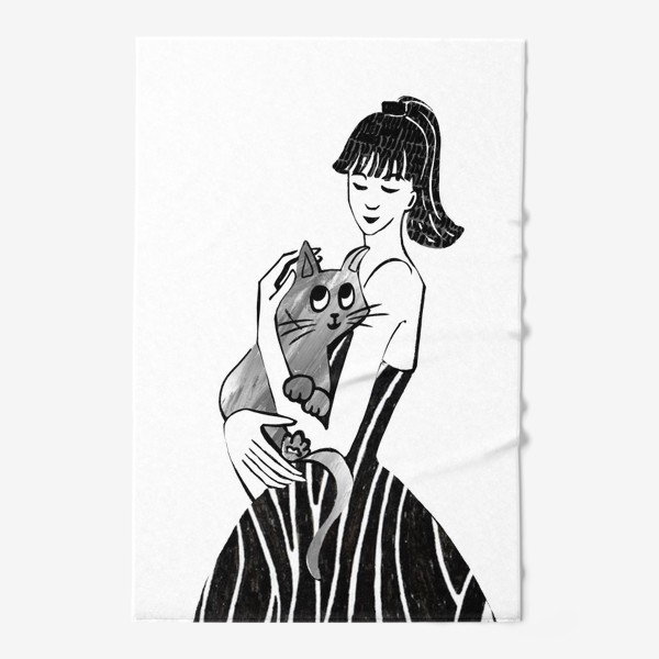 Полотенце «Девушка с кошкой»