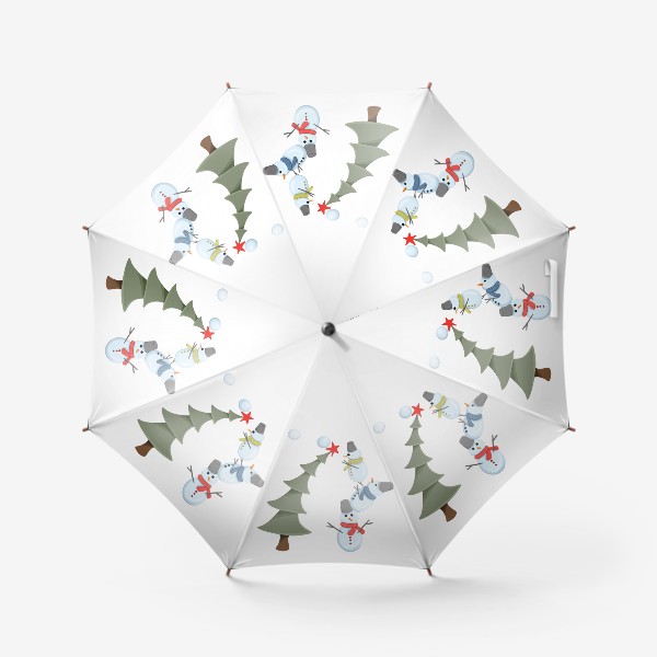 Зонт «Зимние игры снеговиков. Новый год»