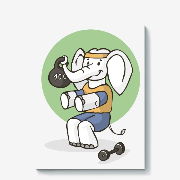 Холст «иллюстрация слон атлет спортсмен»