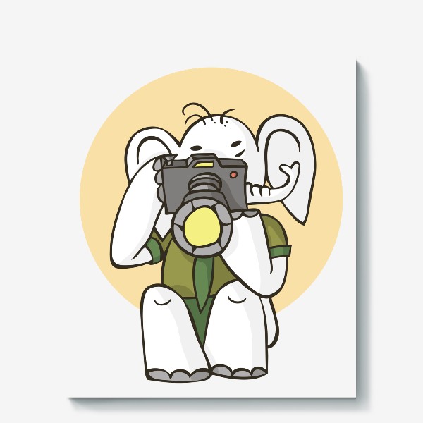 Холст «иллюстрация слон фотограф бойскаут»