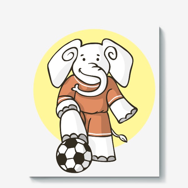 Холст «иллюстрация слон спортсмен футболист»