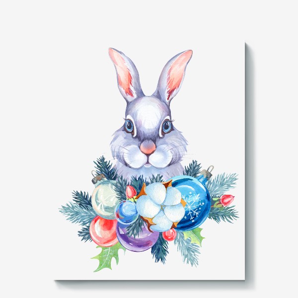 Холст «Новогодний кролик. Символ года 2023»