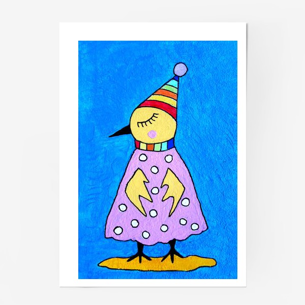 Постер «Птичка в шапочке»