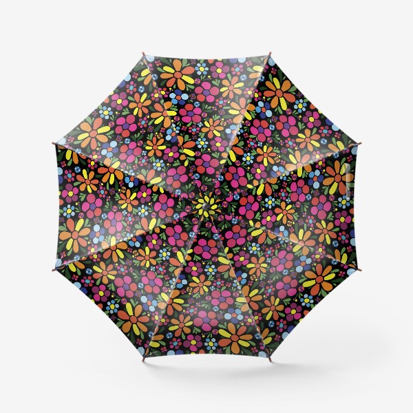Зонт «Яркие цветы с листочками»