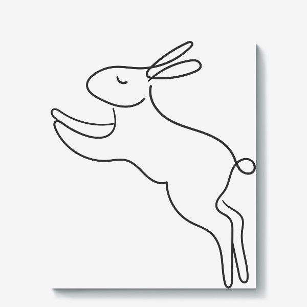 Холст «Кролик в прыжке. Линейный принт - символ нового года 2023»
