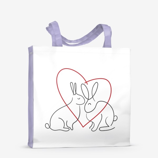Сумка-шоппер «Любовь. Сердце и кролики. Символ 2023 года. Принт для влюбленных»