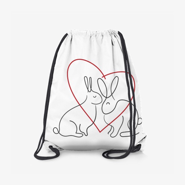Рюкзак «Любовь. Сердце и кролики. Символ 2023 года. Принт для влюбленных»