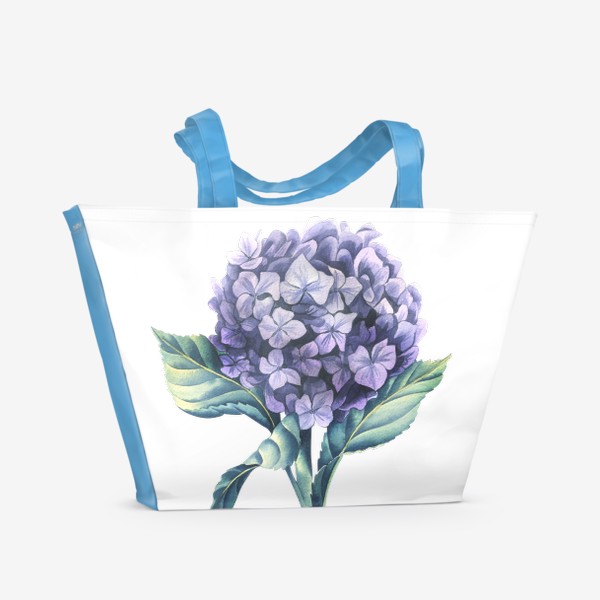 Пляжная сумка «Гортензия цветок сиреневый. Акварель.»
