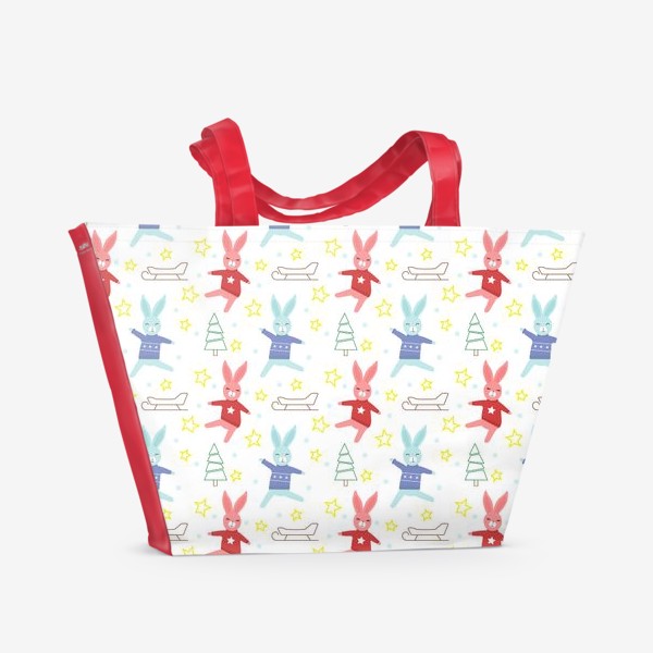Пляжная сумка «Кролики зимой»
