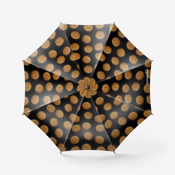 Зонт «Паттерн печеньки на чёрном фоне»
