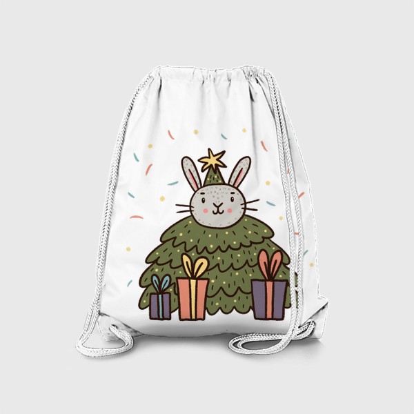 Рюкзак «Милый кролик в костюме елочки. Год кролика. Новый год 2023»