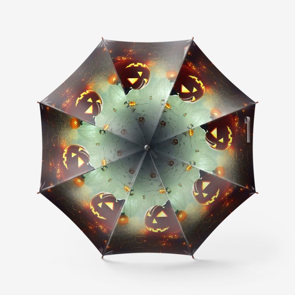 Зонт «Страшная тыква в ночном туманном лесу»