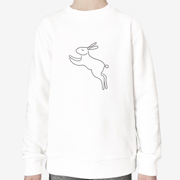 Свитшот «Кролик в прыжке. Линейный принт - символ нового года 2023»
