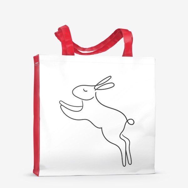 Сумка-шоппер «Кролик в прыжке. Линейный принт - символ нового года 2023»