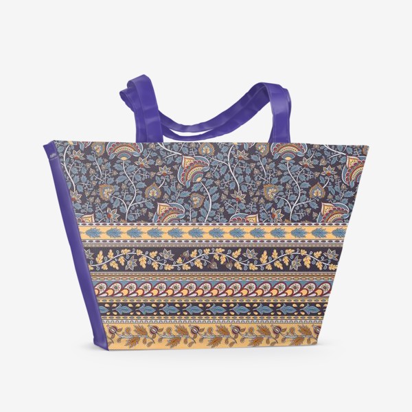 Пляжная сумка &laquo;Цветочный орнамент с декоративным бордюром. Восточный орнамент. &raquo;