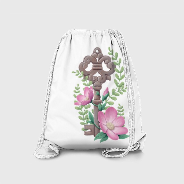 Рюкзак «Старинный винтажный ключ и цветы»