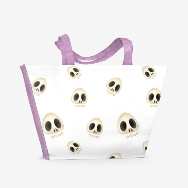 Пляжная сумка «Хэллоуин, черепа, горошек»