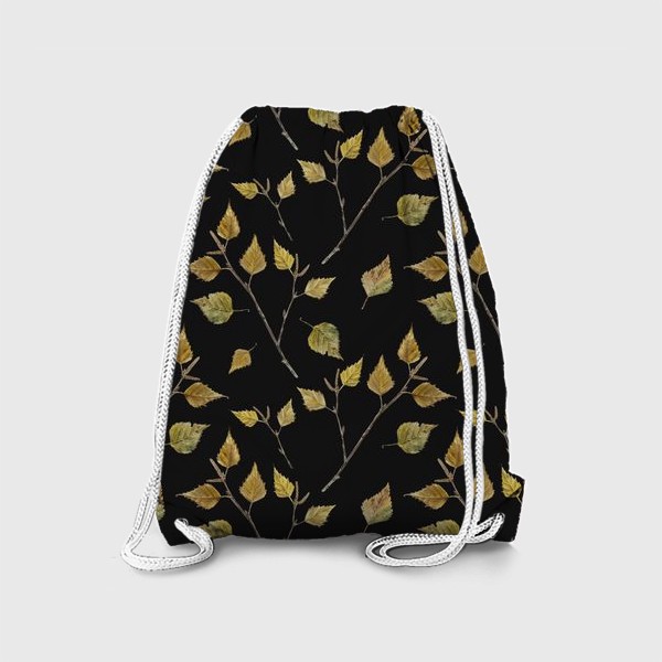 Рюкзак «бесшовный паттерн на темном фоне веточки и листья»