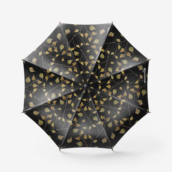 Зонт «бесшовный паттерн на темном фоне веточки и листья»