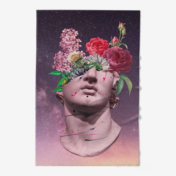 Полотенце «Давид и букет цветов - Абстракция в Космосе»