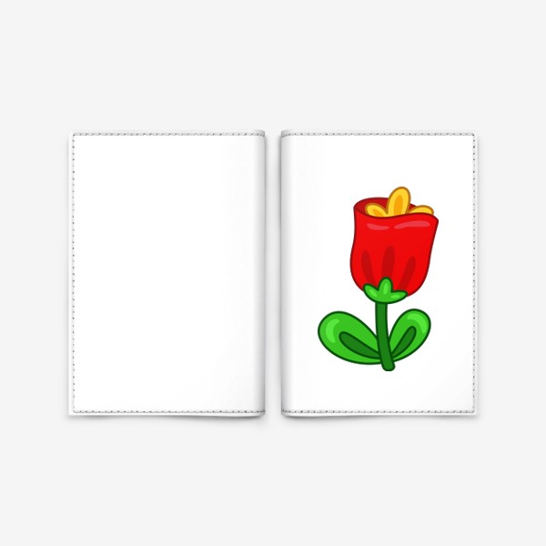 Обложка для паспорта «Красный цветок»