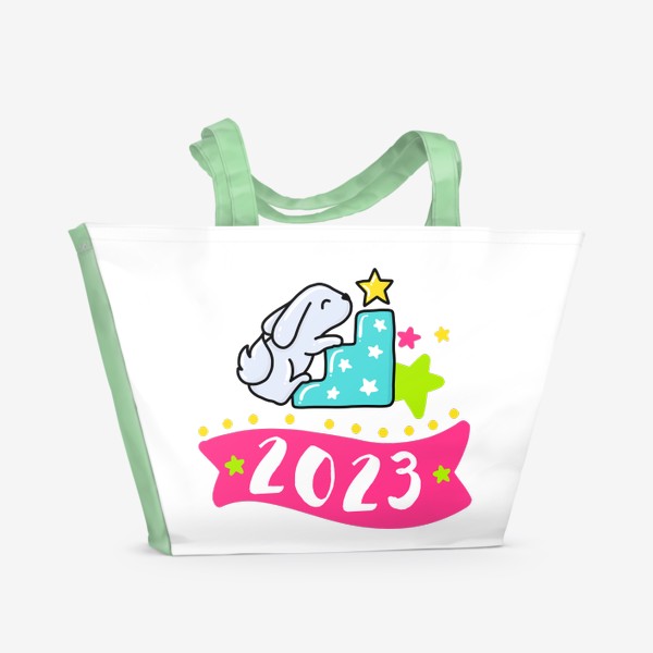 Пляжная сумка «Новогодний кролик 2023»