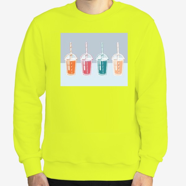 Свитшот «набор коктейлей с напитками разного цвета и с полосатой трубочкой для питья»