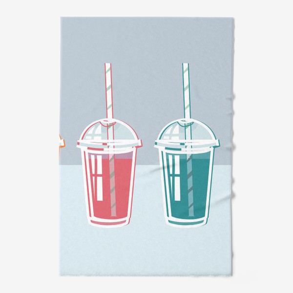 Полотенце «набор коктейлей с напитками разного цвета и с полосатой трубочкой для питья»