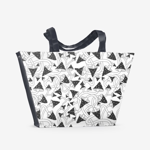 Пляжная сумка «Графичные грибы - Мухоморный паттерн»