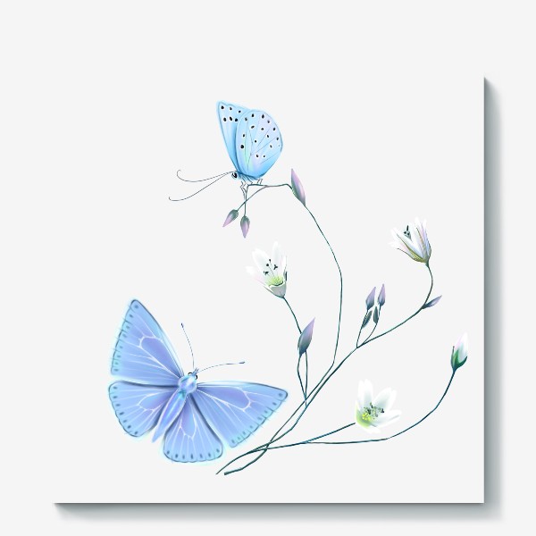 Холст «Бабочки на цветке»