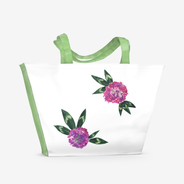 Пляжная сумка «Акварельный розовый клевер с листиками»