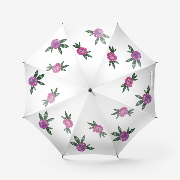 Зонт «Акварельный розовый клевер с листиками»