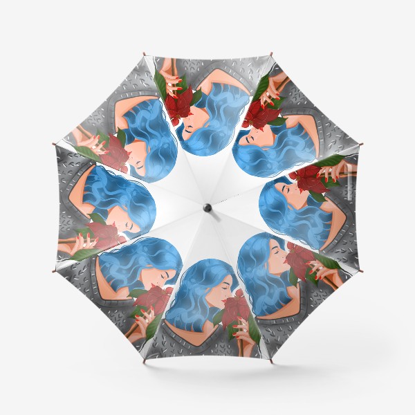 Зонт «Девушка и пуансетия»