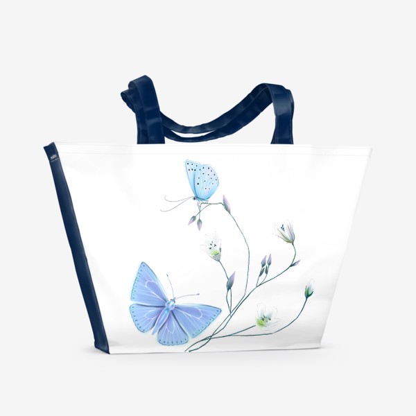 Пляжная сумка «Бабочки на цветке»
