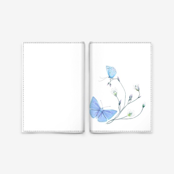 Обложка для паспорта «Бабочки на цветке»