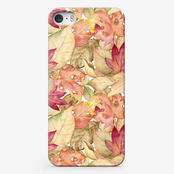 Чехол iPhone «Осенний паттерн с акварельными листьями»