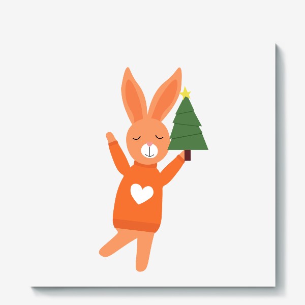 Холст «Кролик с елкой»