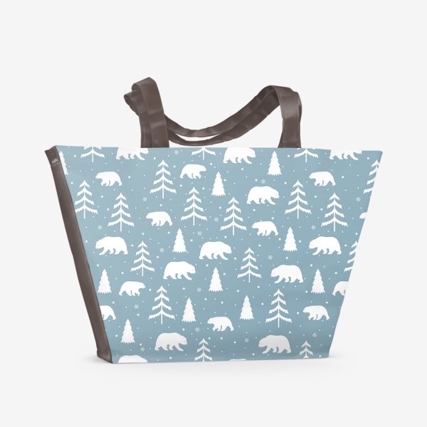 Пляжная сумка «Белые медведи и елки»