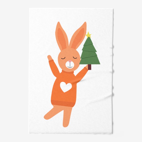Полотенце «Кролик с елкой»