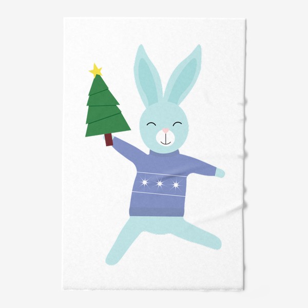 Полотенце «Радостный кролик с елкой»