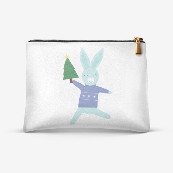 Косметичка «Радостный кролик с елкой»