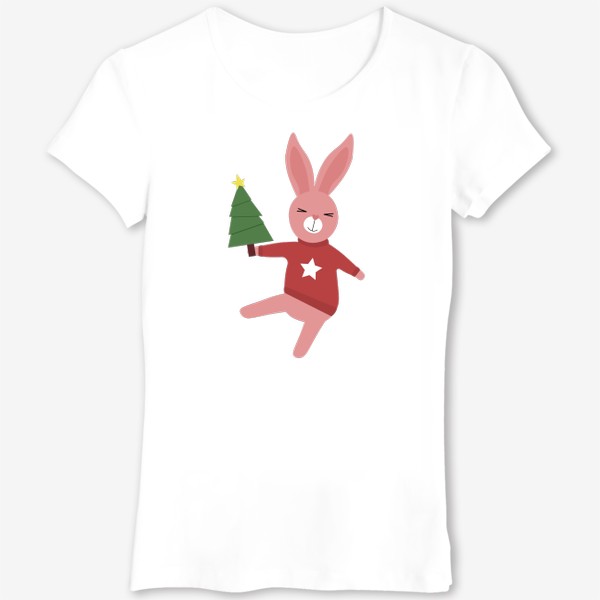 Футболка «Танцующий кролик с елкой»