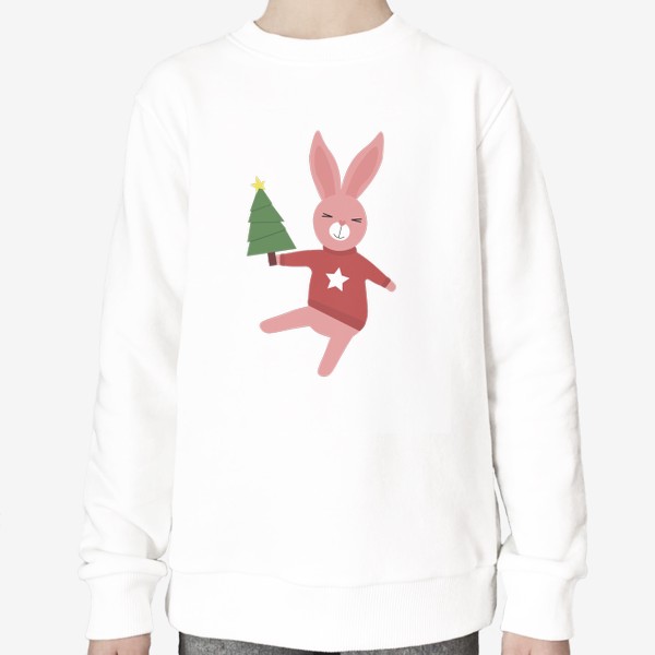 Свитшот «Танцующий кролик с елкой»