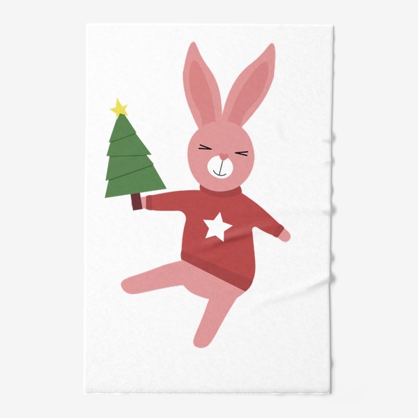 Полотенце «Танцующий кролик с елкой»