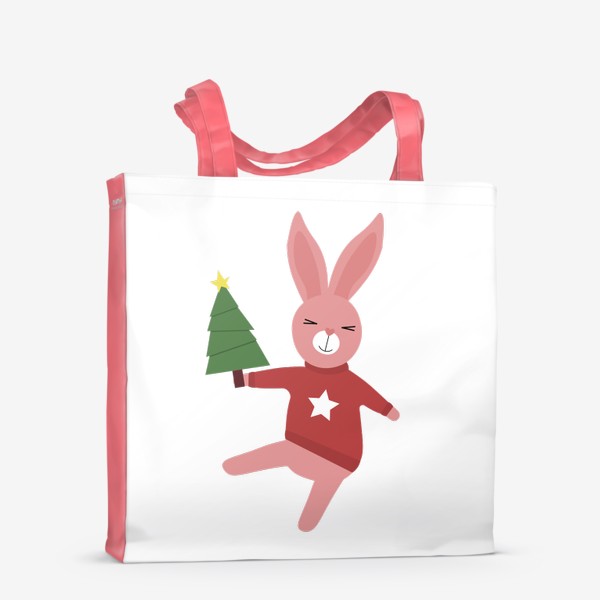 Сумка-шоппер «Танцующий кролик с елкой»
