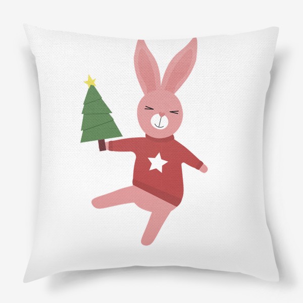 Подушка «Танцующий кролик с елкой»
